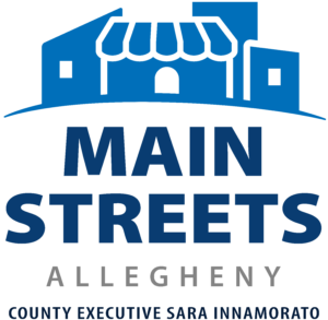 Main Streets Allegheny logo with County Executive Sara Innamorato